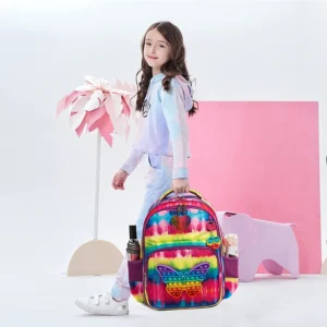 Pop It Butterfly Kids Backpack and Lunch Box Set - C - 02