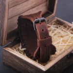 Viking Vegvisir Compass Rune Circle Plate Leather Buckle Cuff Bracelet - 04