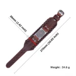Viking Vegvisir Compass Rune Circle Plate Leather Buckle Cuff Bracelet - 09