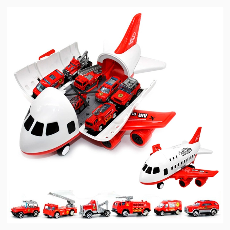 Toy Jumbo Firefighter Plane with 6 Super Cars - 01