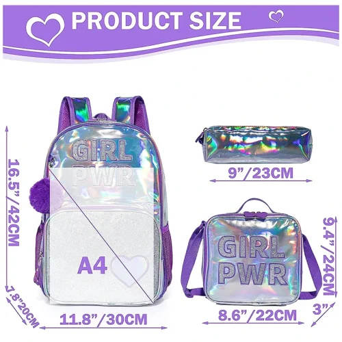 Kids Bright PWR Backpack and Lunch Box Set Purple - 05