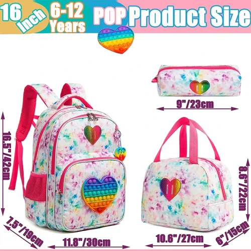 Pop It Heart Kids Backpack and Lunch Box Set- 05